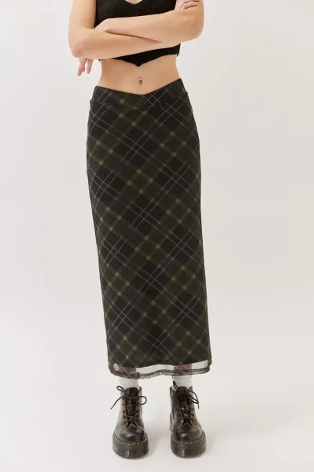 UO Gwen Printed V-Front Midi Skirt