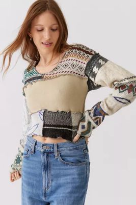 Urban Renewal Remade Pieced Cropped Sweater