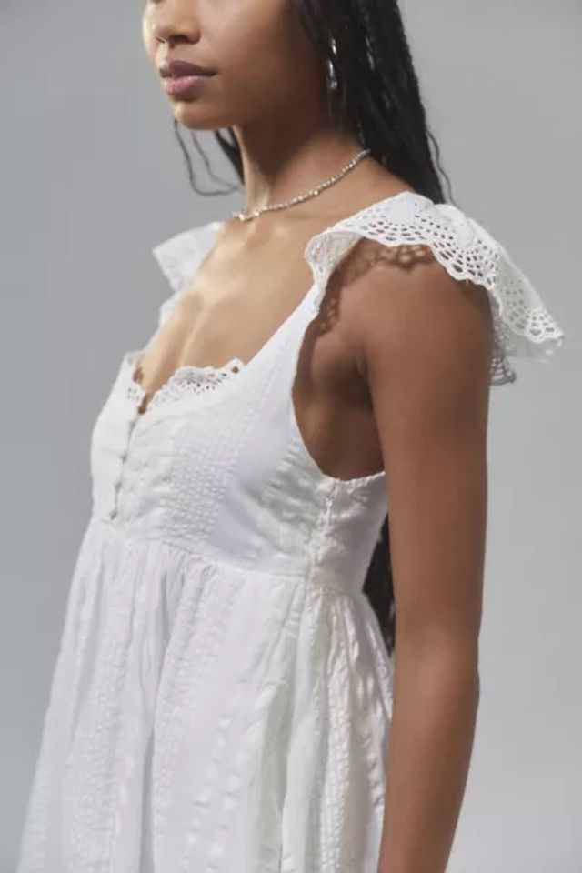 Urban Outfitters Uo Jillian Lace Babydoll Mini Dress in White