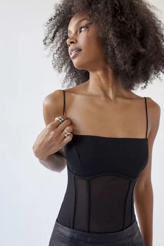Urban Outfitters Out From Under Harlow Sheer Mesh Corset Bodysuit
