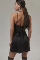 UO Bella Bow-Back Satin Mini Dress