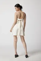 UO Bella Bow-Back Satin Mini Dress