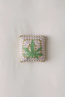 Happy Leaf Mini Crochet Throw Pillow