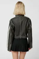 UO Jordan Faux Leather Fitted Racer Moto Jacket