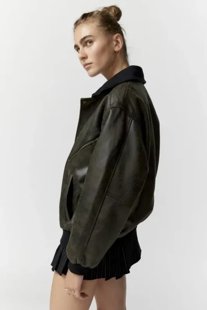 UO Erin Faux Leather Oversized Jacket