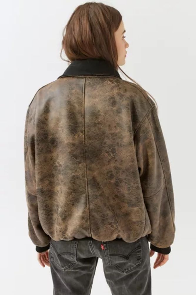 UO Erin Faux Leather Oversized Jacket