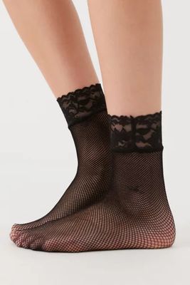 Lace-Trimmed Fishnet Sock 2-Pack