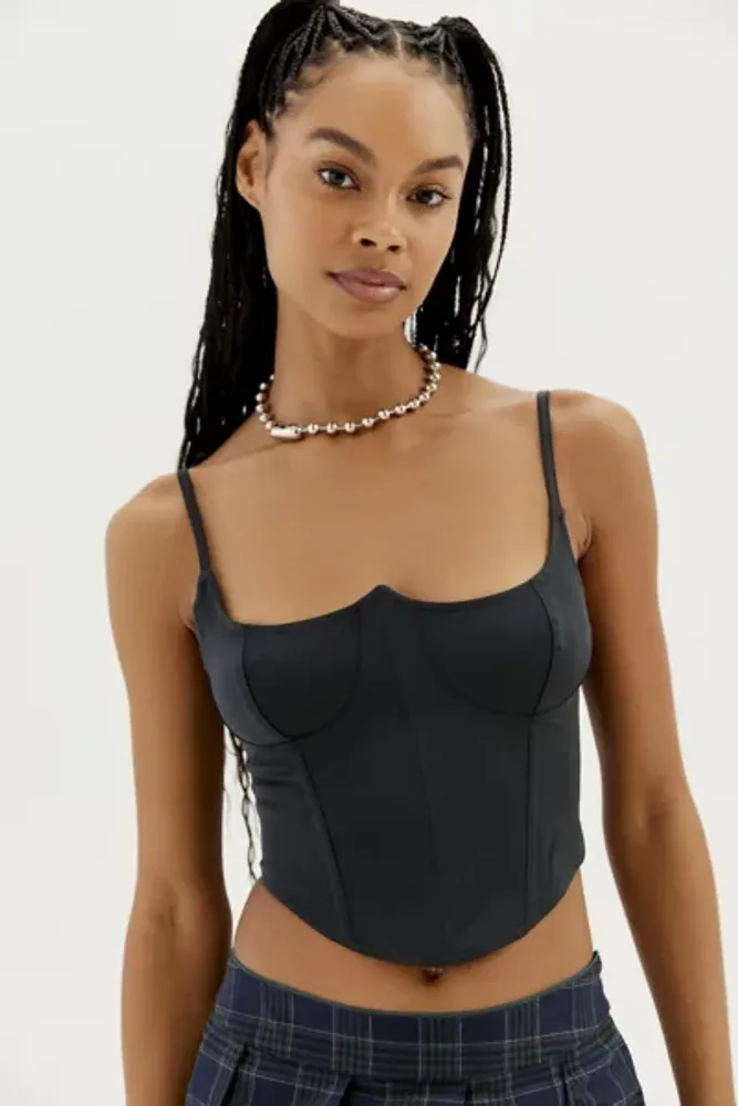 CAMI NYC Elloise cropped faux stretch-leather bustier top