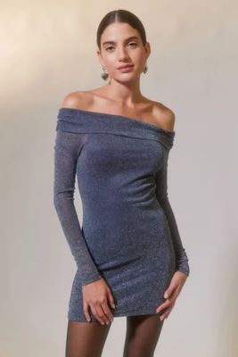 Motel X UO Exclusive Sparkly Off-The-Shoulder Mini Dress