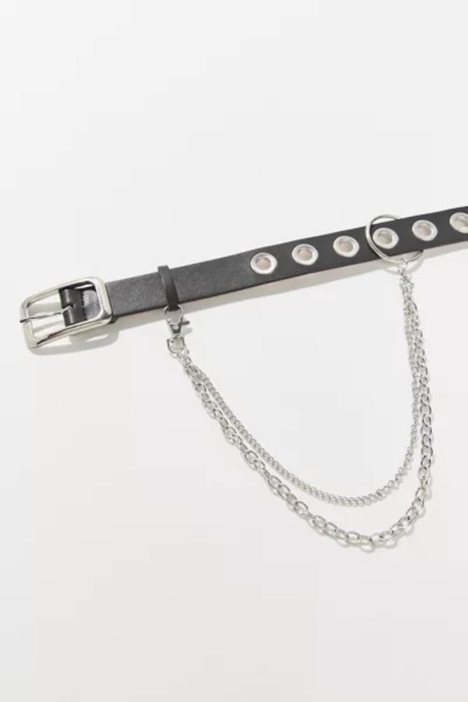 Modern Grommet Chain-Trimmed Belt