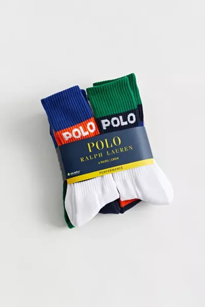 Urban Outfitters Polo Ralph Lauren Logo Stripe Crew Sock 6-Pack | The Summit