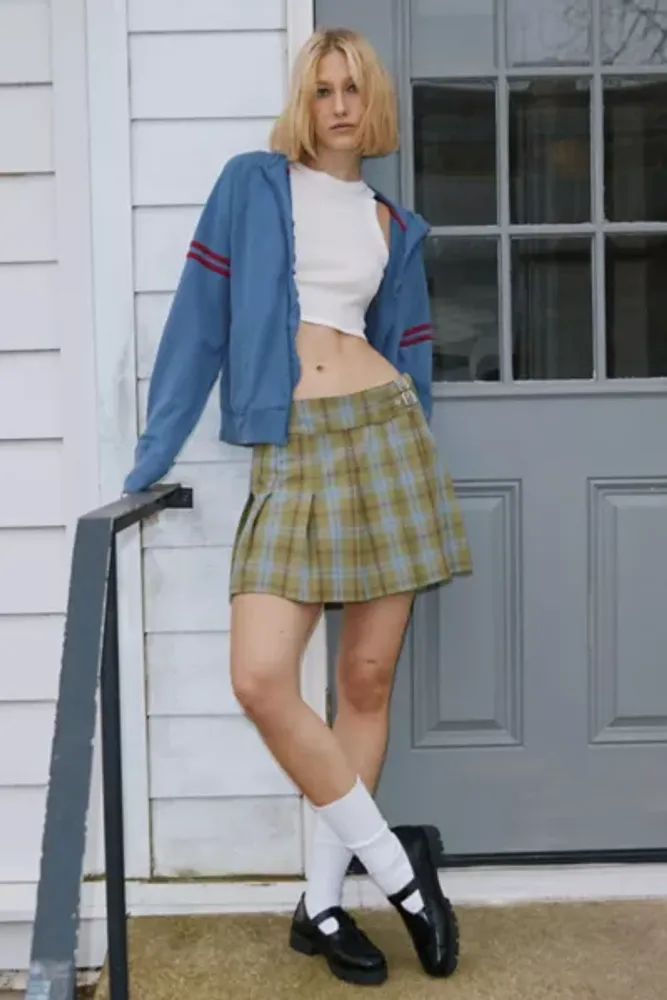 X-girl Plaid Pleated Mini Skirt