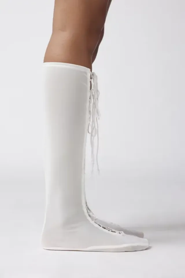 Lacey Lace-Up Knee High Sock  Urban Outfitters Japan - Clothing