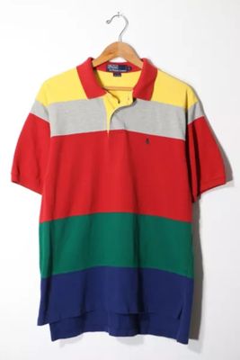 Vintage Polo Ralph Lauren Awning Striped Pique Polo Shirt