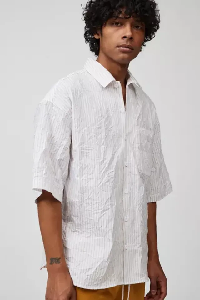 Urban Outfitters Standard Cloth Brody Crinkle Stripe Shirt