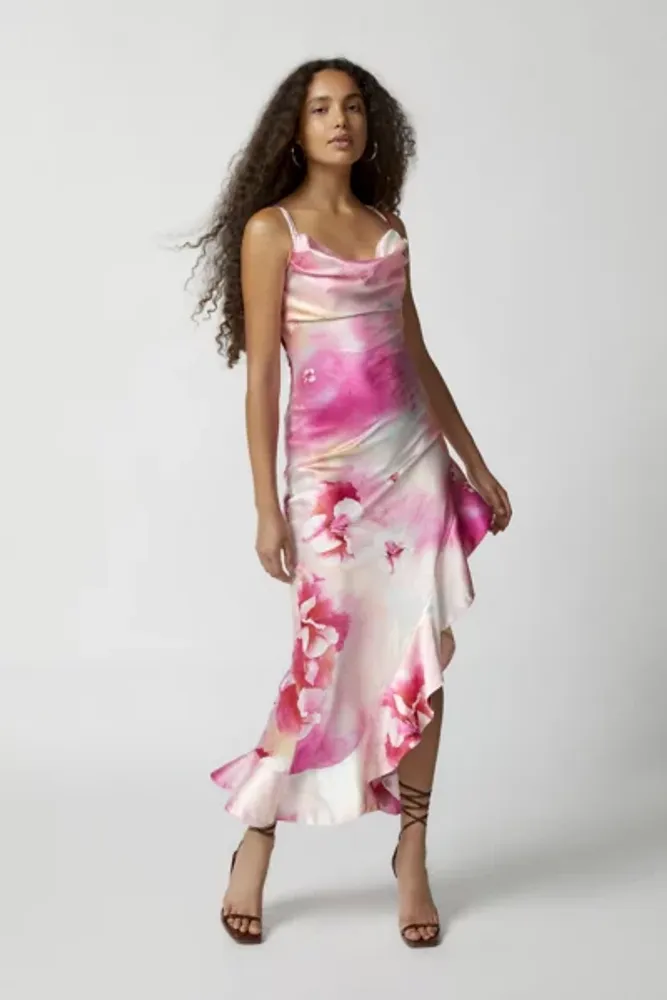 Urban Outfitters Rare London Satin Floral Maxi Dress