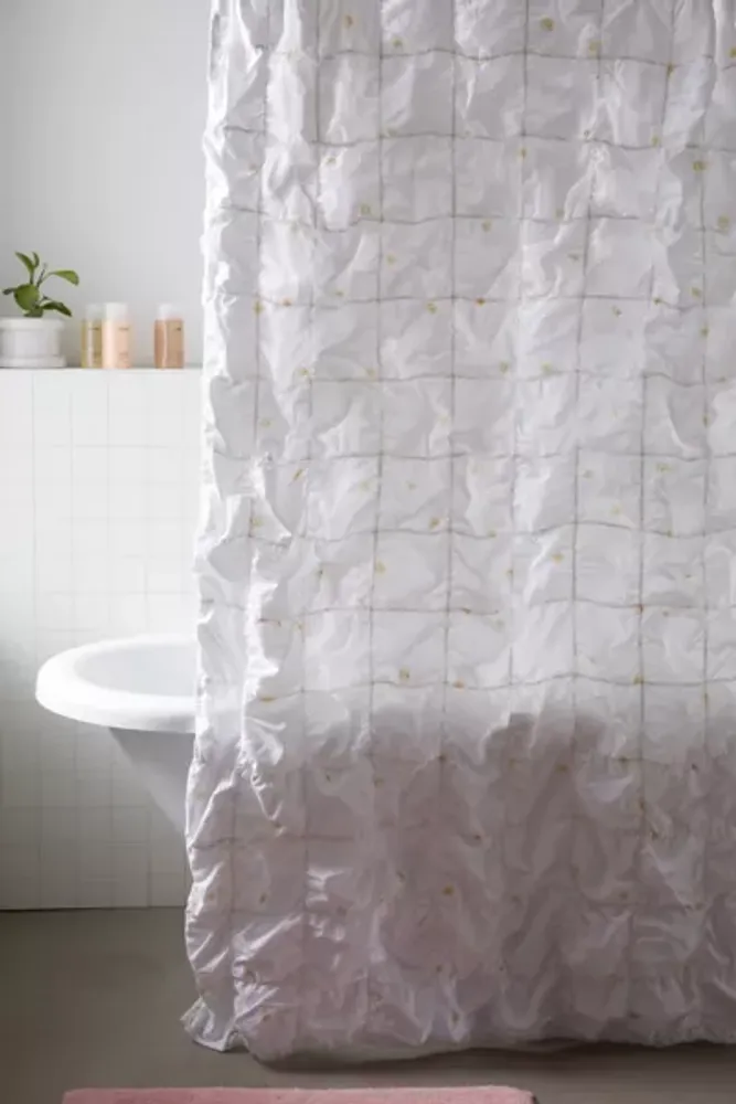 Mini Modern Grid Flower Shower Curtain