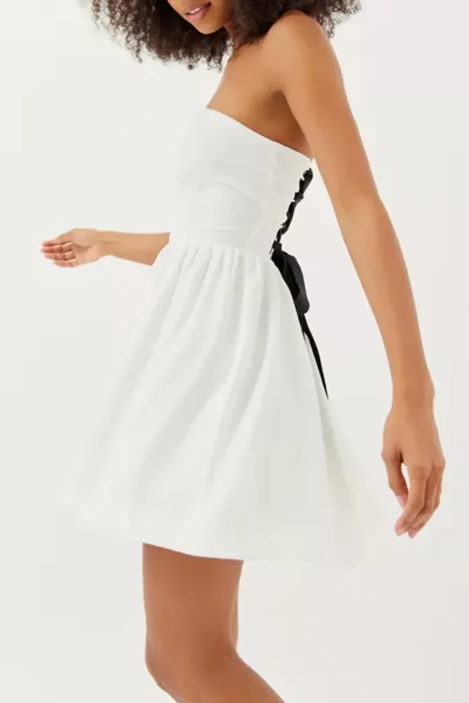 UO Bridget Lace-Up Strapless Mini Dress