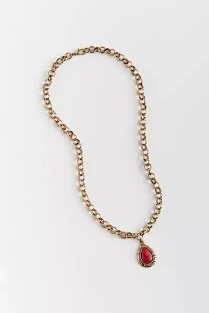 Ellio Stone Teardrop Pendant Necklace