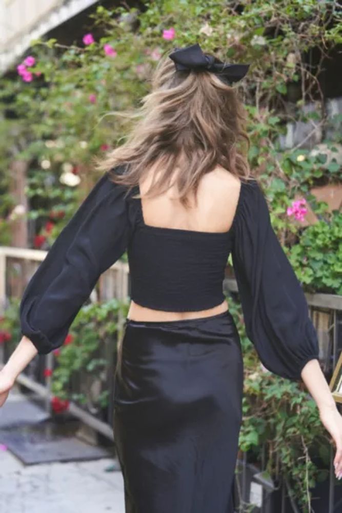 square neck smocked top