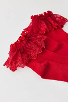 Ruffle Ribbed Crew Sock