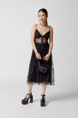 UO Cedar Lace Corset Midi Dress