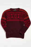 Vintage Patterned Crew Neck Sweater