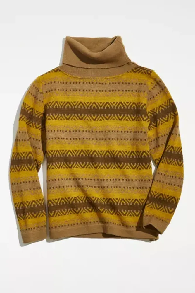 Vintage Patterned Turtleneck Sweater