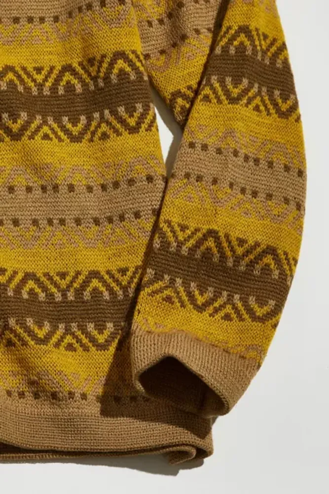 Vintage Patterned Turtleneck Sweater