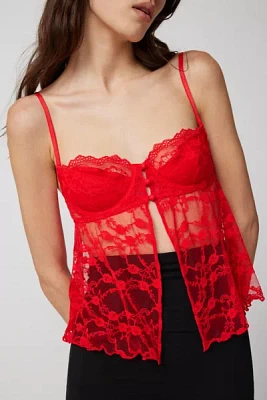 Out From Under Cherie Sheer Lace Cropped Babydoll Cami