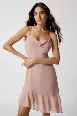 UO Blair Chiffon Asymmetrical Mini Dress