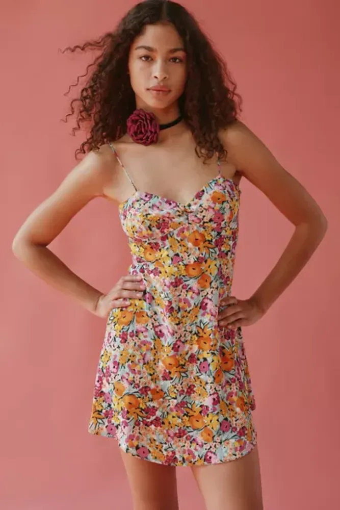 For Love & Lemons Rachel Sheer Floral Mini Dress