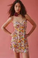 For Love & Lemons Deena Linen Floral Mini Dress