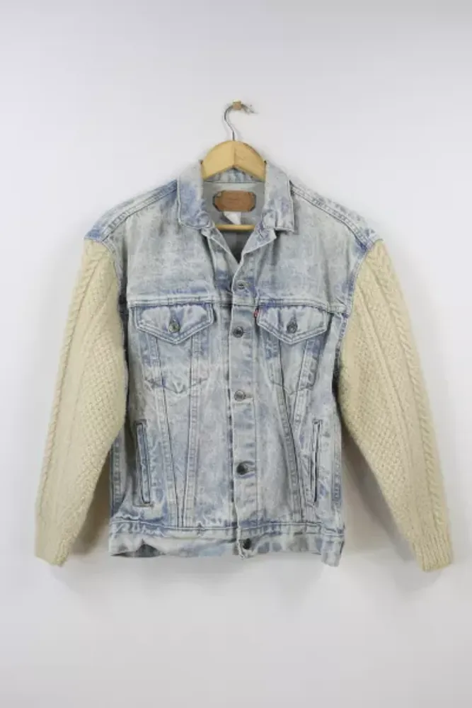 Urban Outfitters Vintage Levi's Light Acid Wash Cable Sweater Denim Jacket  | The Summit