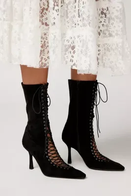 Jeffrey Campbell Sherpal Leather Block Heel Bootie