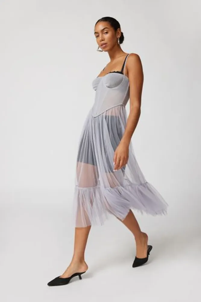 Bardot Sheer Mesh Midi Dress