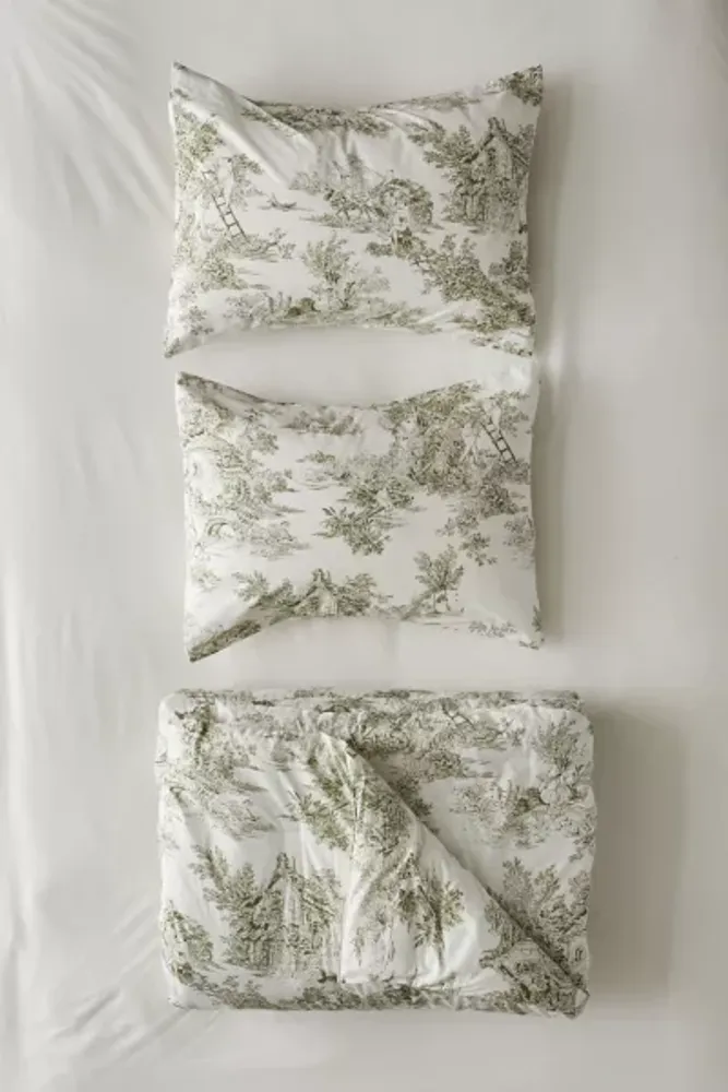 Frog Toile Cotton Percale Comforter Set