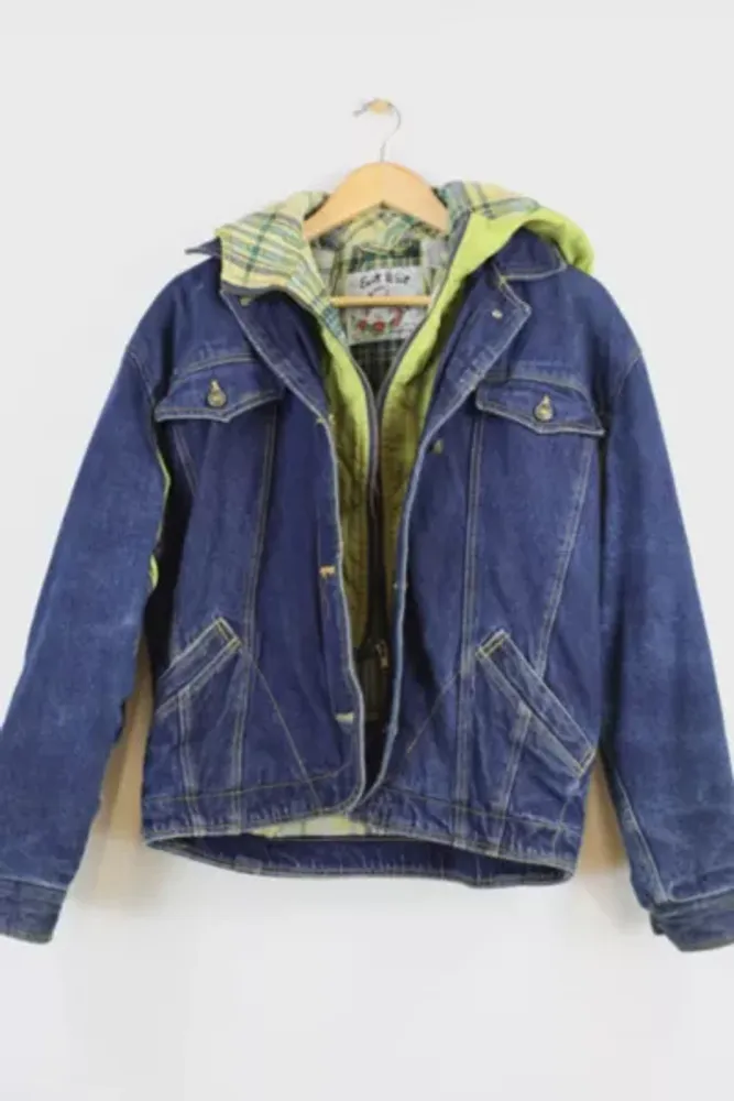 Vintage East West Denim Jacket With Hoodie