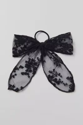 Floral Lace Bow Ponytail Holder