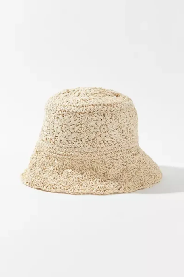 Urban Outfitters Striped Straw Bucket Hat