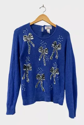 Vinage Sequin Ribbons Pullover Sweater