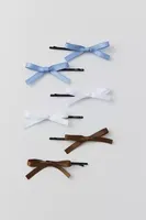 Satin Bow Hair Slide 6-Pack Set