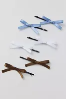 Satin Bow Hair Slide 6-Pack Set