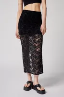 Urban Renewal Remnants Layered Lace Midi Skirt