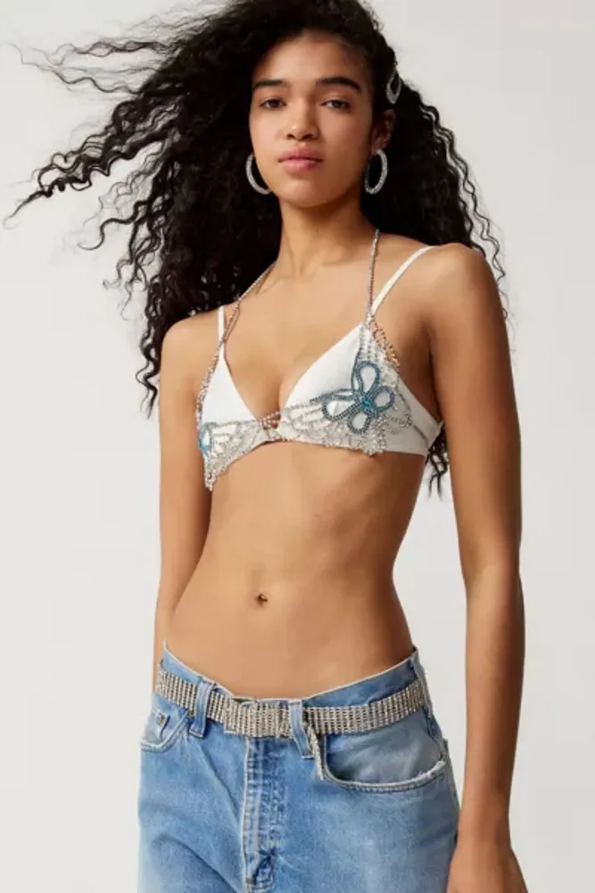 Urban Outfitters Rhinestone Butterfly Bra Top