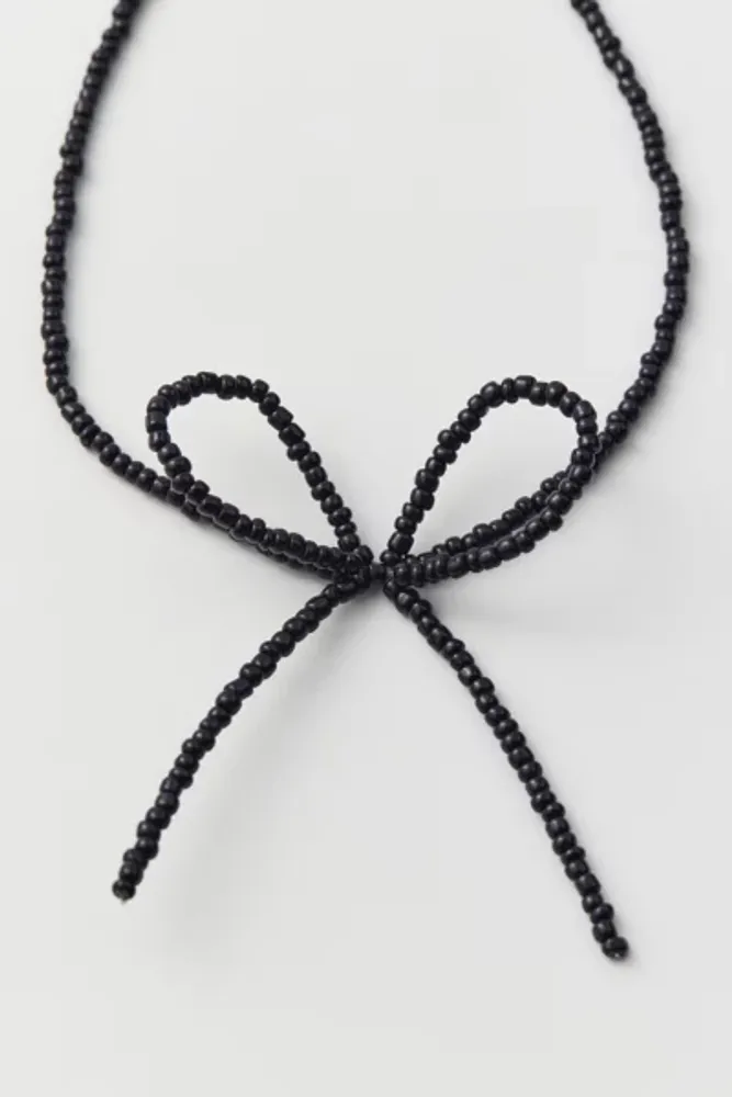 Seed Bead Bow Necklace