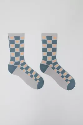 Heart Icon Checkerboard Crew Sock