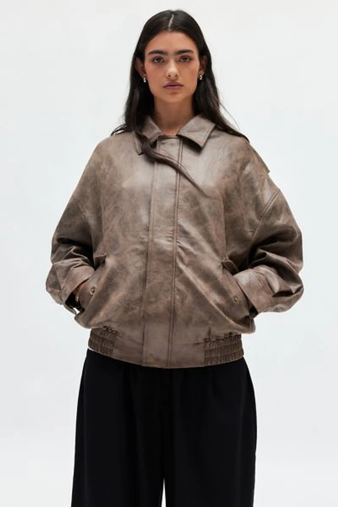 Lioness Kenny Faux Leather Bomber Jacket