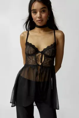 Out From Under Sheer Lace Longline Top