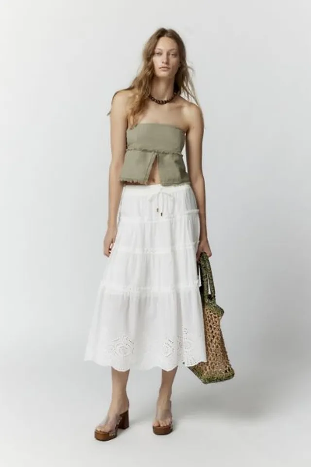 UO Shimmer Flyaway Strapless Top